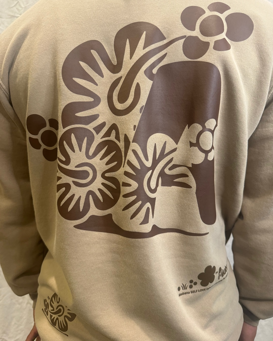 LOGO "FULL BLOOM" Crew Neck Sweatshirt (Vintage Look - Sandstone)